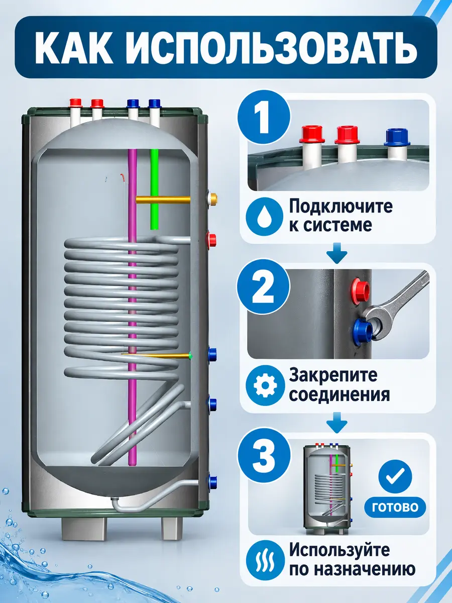 Напольный бойлер косвенного нагрева 150л. Vieir VRWH F150 — фото 4
